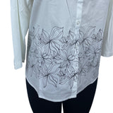 Chico’s Women's White Embroidered Buttondown Shirt Sz 2 (EUR 32) - NWT