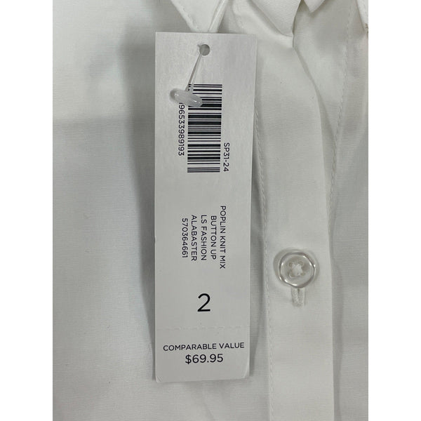 Chico’s Women's White Embroidered Buttondown Shirt Sz 2 (EUR 32) - NWT
