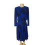 Vintage Ricki Lang Womens Blue & Black Floral Print Midi Dress Vintage Size 8