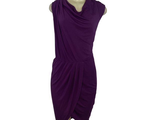 Tart Purple Drape Wrap Sleeveless Knee-Length Dress S