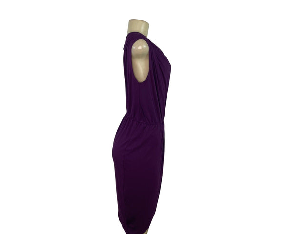 Tart Purple Drape Wrap Sleeveless Knee-Length Dress S
