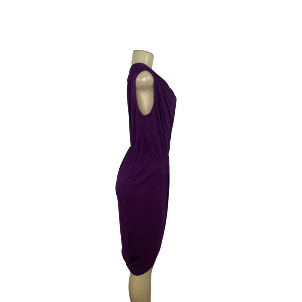 Tart Purple Drape Wrap Sleeveless Knee-Length Dress S