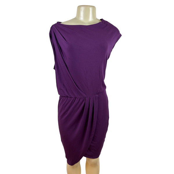 Tart Purple Drape Wrap Sleeveless Knee-Length Dress S