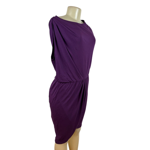 Tart Purple Drape Wrap Sleeveless Knee-Length Dress S