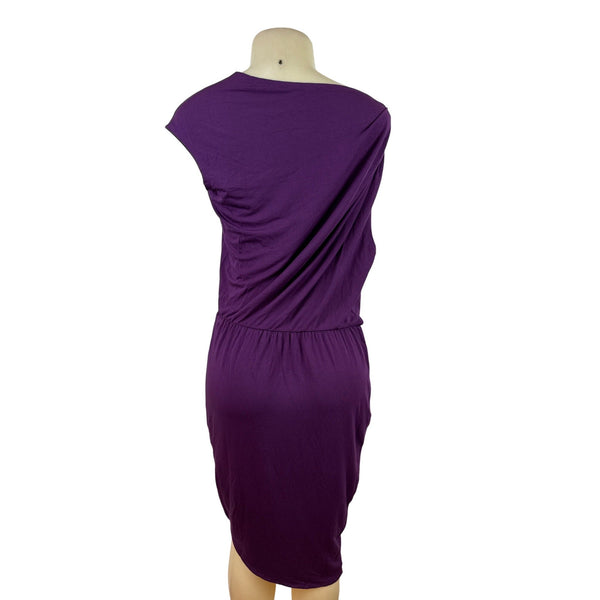 Tart Purple Drape Wrap Sleeveless Knee-Length Dress S