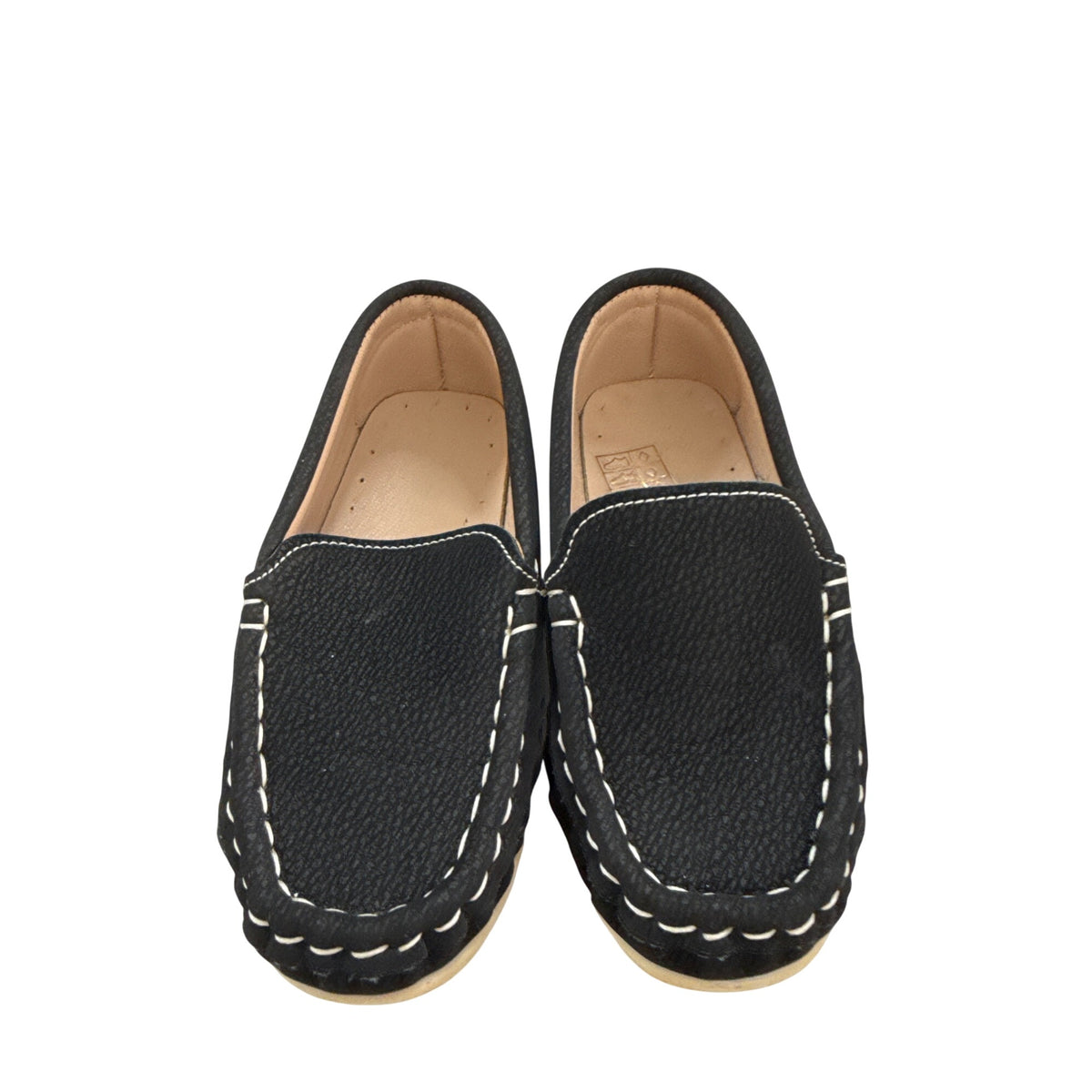 Black & Beige Kids Moccasin Style Loafers Faux Leather Slip-On Comfort Shoes Size 25