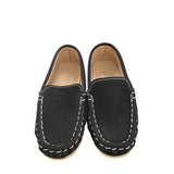 Black & Beige Kids Moccasin Style Loafers Faux Leather Slip-On Comfort Shoes Size 25