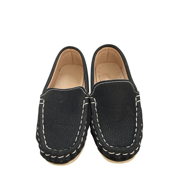 Black & Beige Kids Moccasin Style Loafers Faux Leather Slip-On Comfort Shoes Size 25