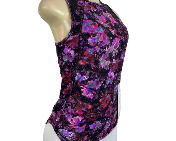 Lululemon Women's Black Purple Flower Training Sculpt Tank Shirt Sz 2 - NWT