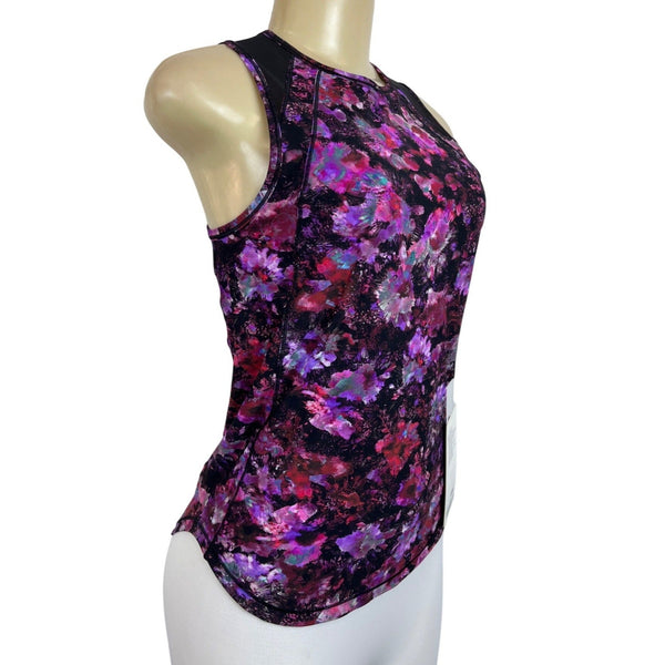 Lululemon Women's Black Purple Flower Training Sculpt Tank Shirt Sz 2 - NWT