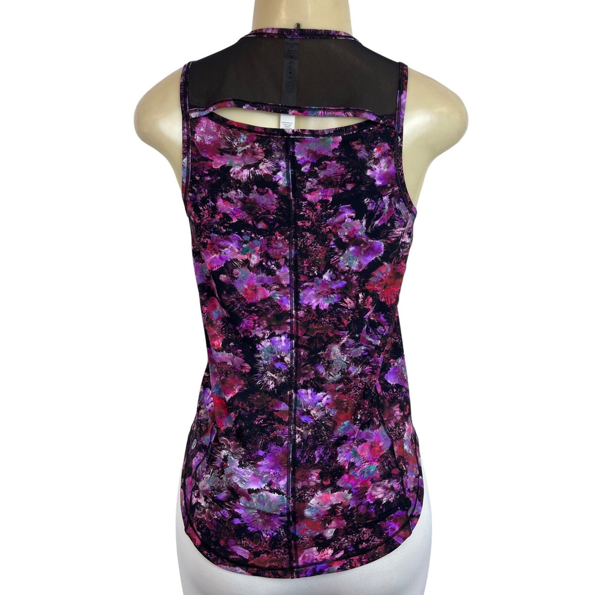 Lululemon Women's Black Purple Flower Training Sculpt Tank Shirt Sz 2 - NWT