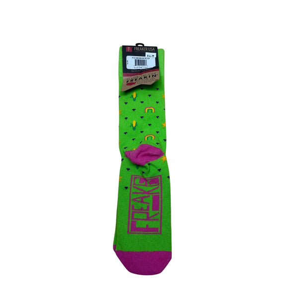 Freaker USA Unisex Green Cotton Unicorn On The Cob Crew Socks One Size Comfy Fun Design