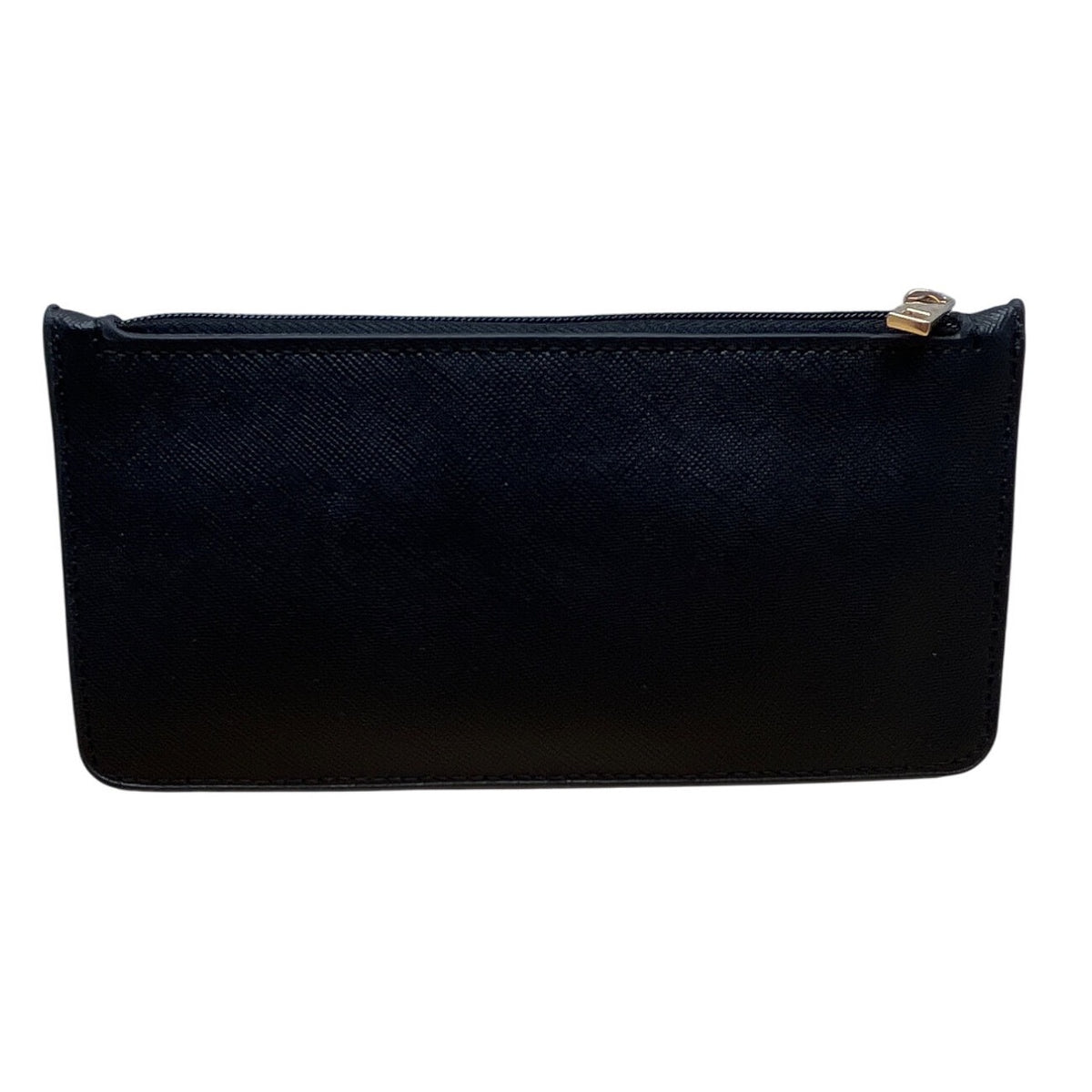 A New Day Black Faux Leather Slim Design Unisex Compact Zip Pouch Wallet Size S