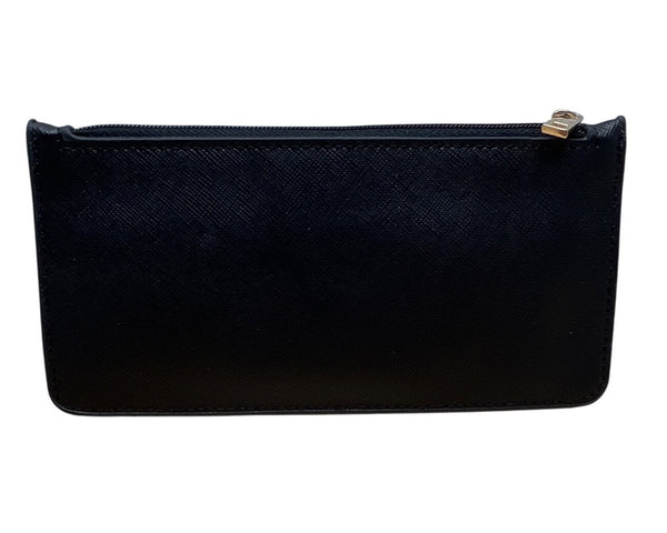 A New Day Black Faux Leather Slim Design Unisex Compact Zip Pouch Wallet Size S
