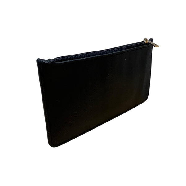 A New Day Black Faux Leather Slim Design Unisex Compact Zip Pouch Wallet Size S