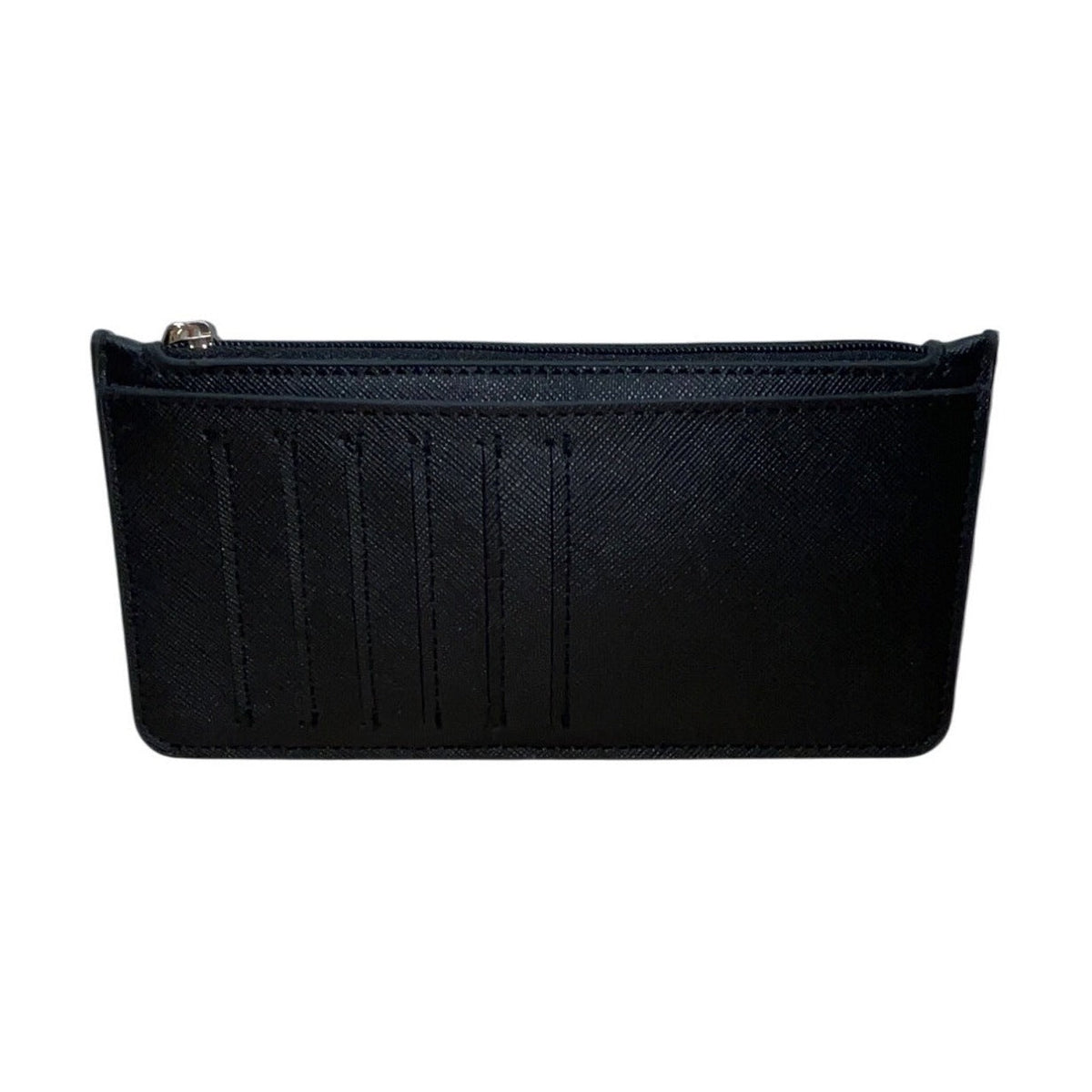 A New Day Black Faux Leather Slim Design Unisex Compact Zip Pouch Wallet Size S