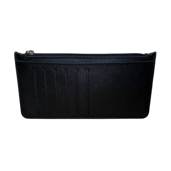 A New Day Black Faux Leather Slim Design Unisex Compact Zip Pouch Wallet Size S