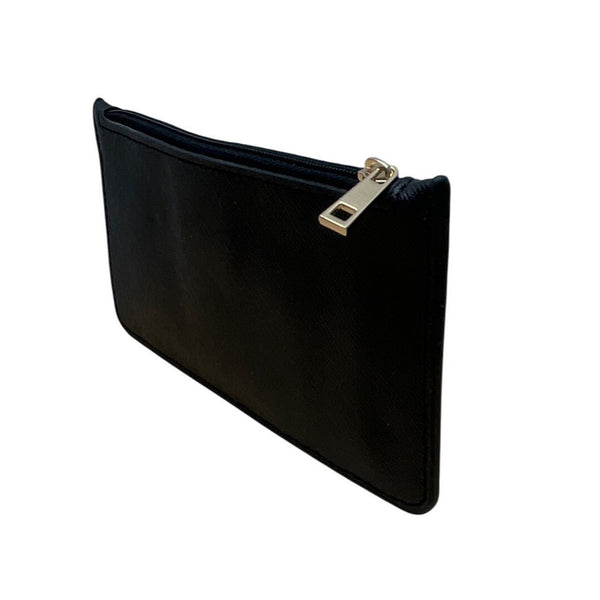 A New Day Black Faux Leather Slim Design Unisex Compact Zip Pouch Wallet Size S