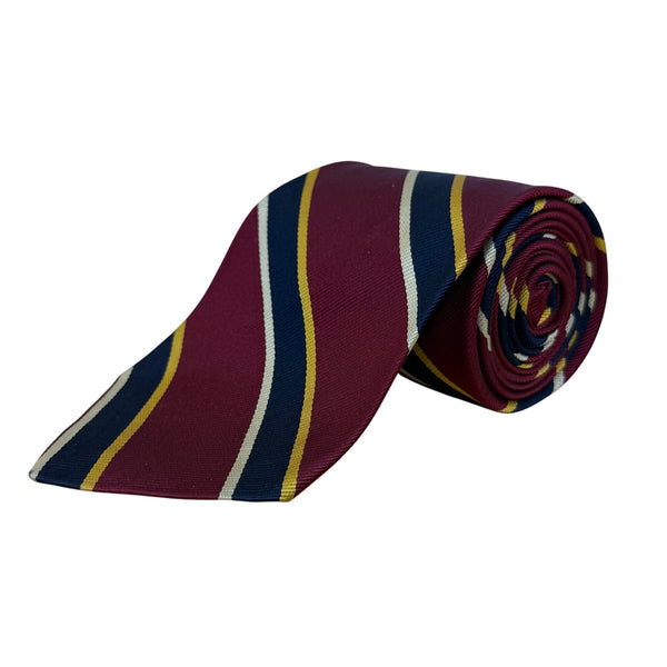 Vintage Brooks Brothers Burgundy & Yellow Striped Silk Tie Woven In England