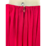Vintage Red Long-Sleeve Chiffon Dress With Pleated Wrap Bodice Sz 10