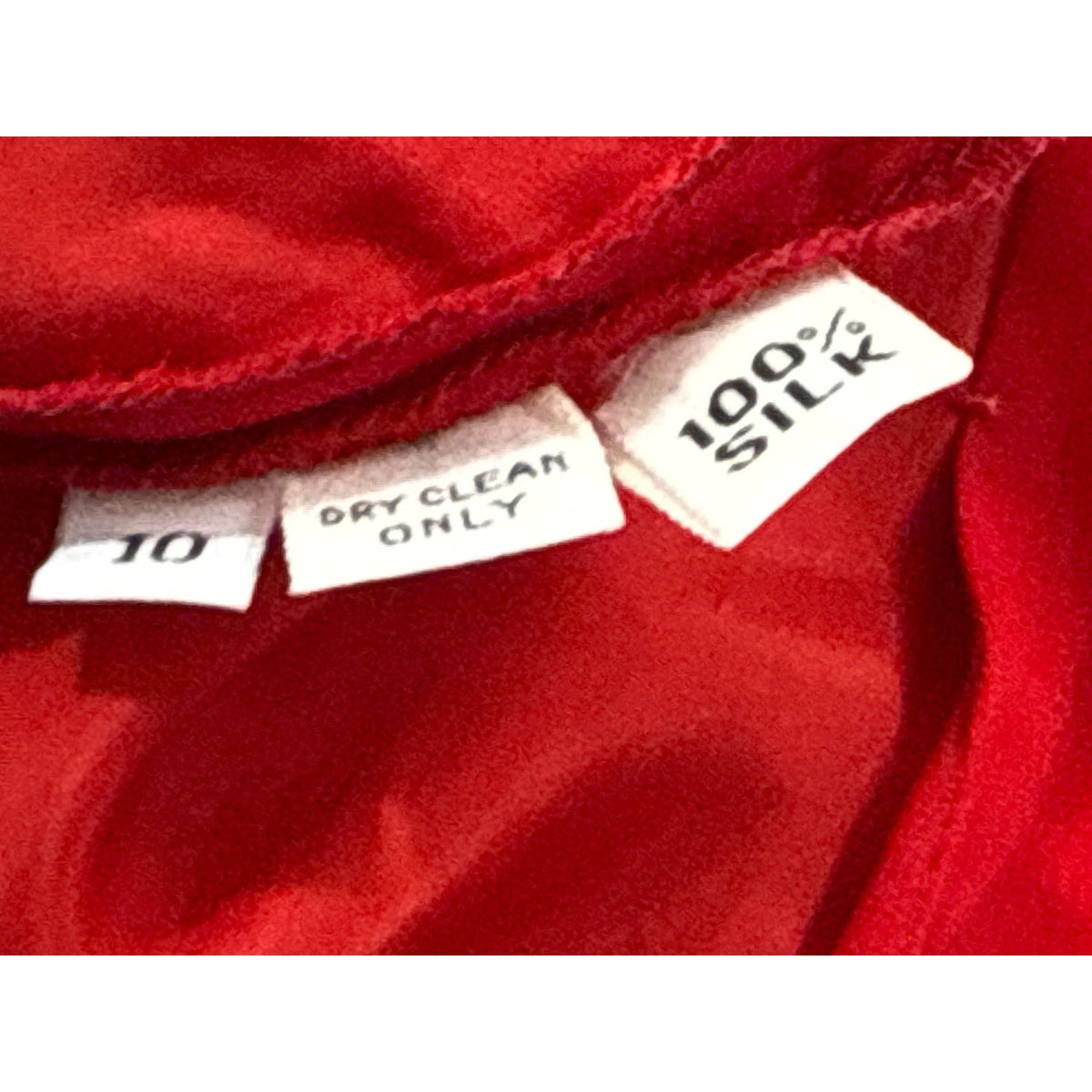 Vintage Red Long-Sleeve Chiffon Dress With Pleated Wrap Bodice Sz 10