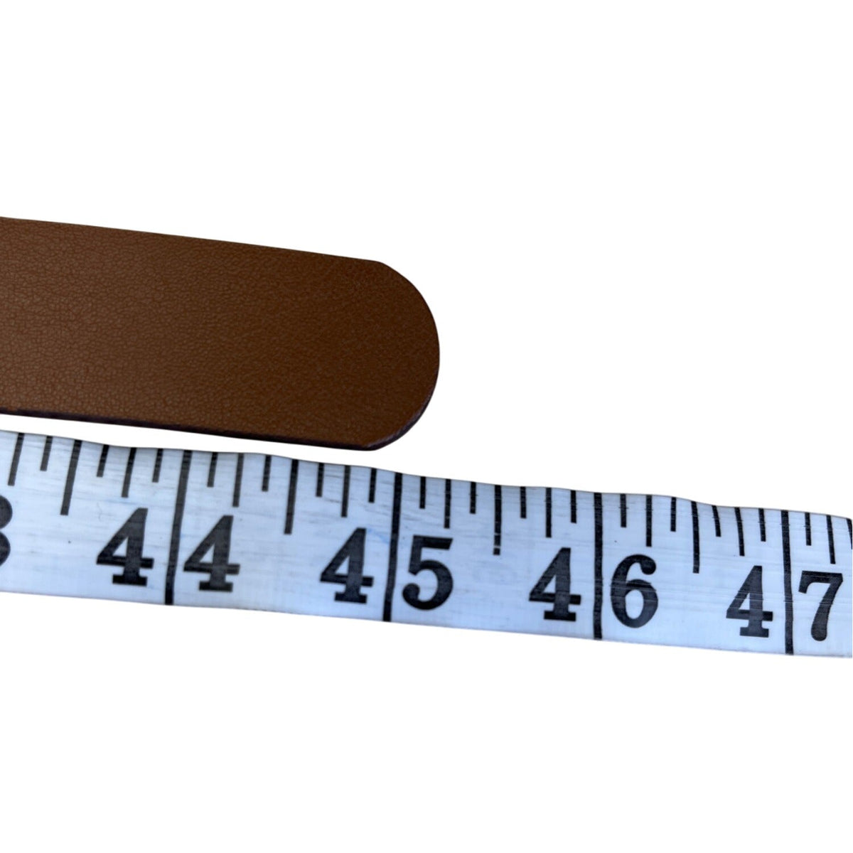 Brown Leather Belt W/ Brass Buckle & Rivet Detail Adjustable Holes Casual/Business Size XL Unisex