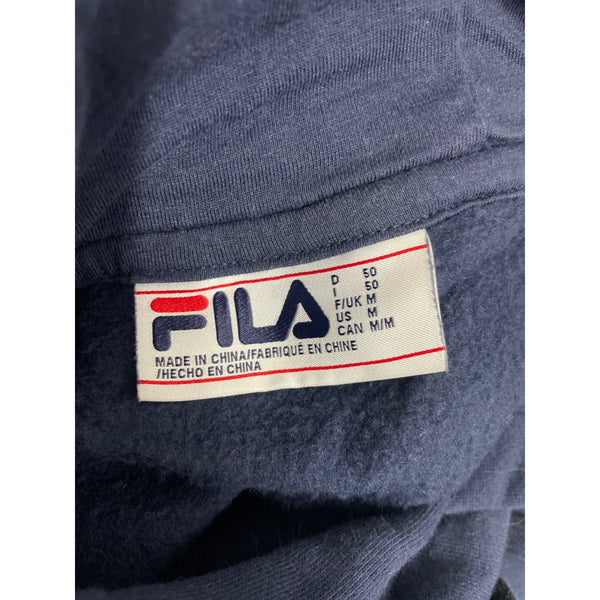 Fila Mens Navy Cotton Hoodie Classic Logo Pullover Size M Casual Style Kangaroo Pocket