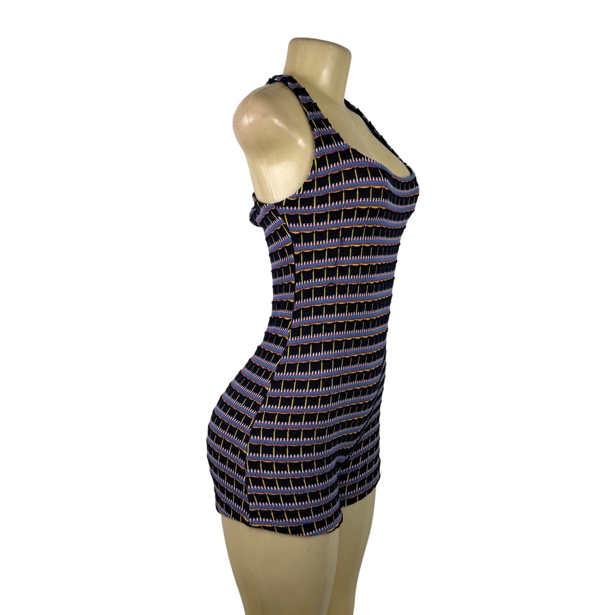 Zara Women's Black/Multi  Striped Romper Sleeveless Stretchy Design Sz M - New