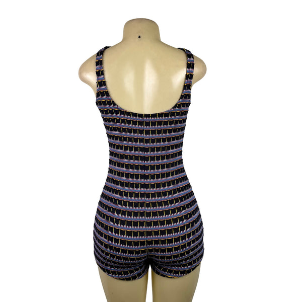 Zara Women's Black/Multi  Striped Romper Sleeveless Stretchy Design Sz M - New