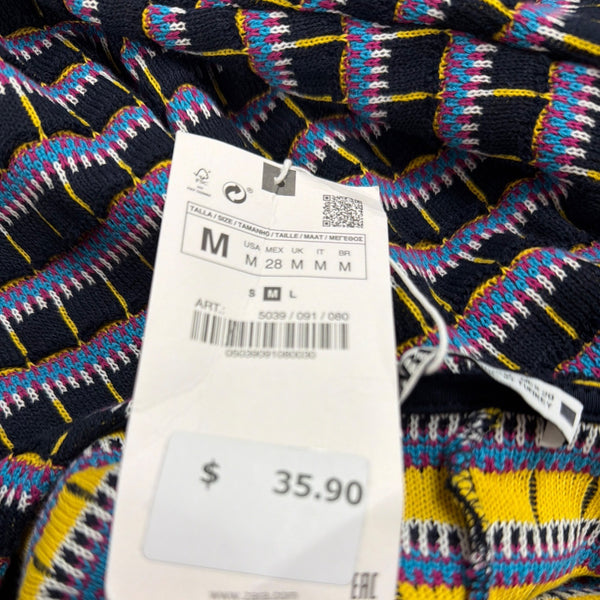 Zara Women's Black/Multi  Striped Romper Sleeveless Stretchy Design Sz M - New