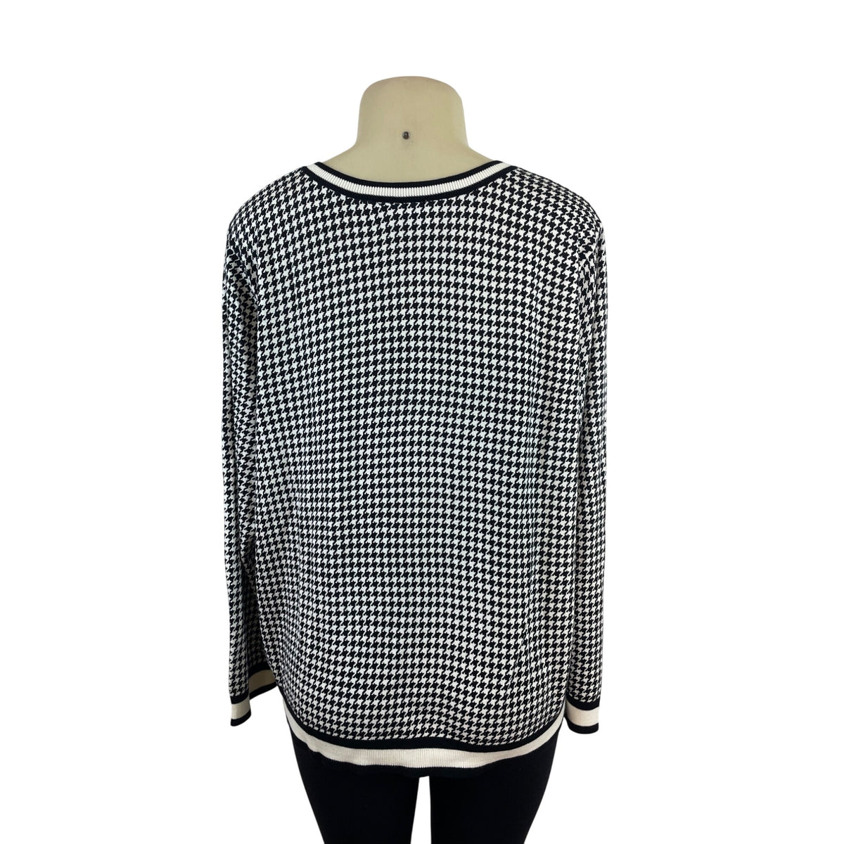 Talbots Plus Petite  Houndstooth Button Front Sweater Black & White Sz 3XP - New
