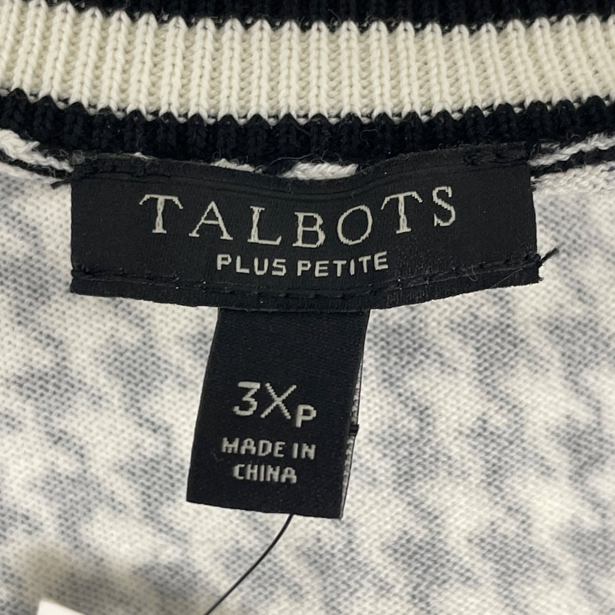 Talbots Plus Petite  Houndstooth Button Front Sweater Black & White Sz 3XP - New