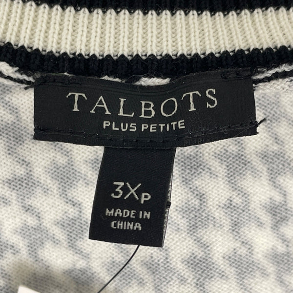 Talbots Plus Petite  Houndstooth Button Front Sweater Black & White Sz 3XP - New
