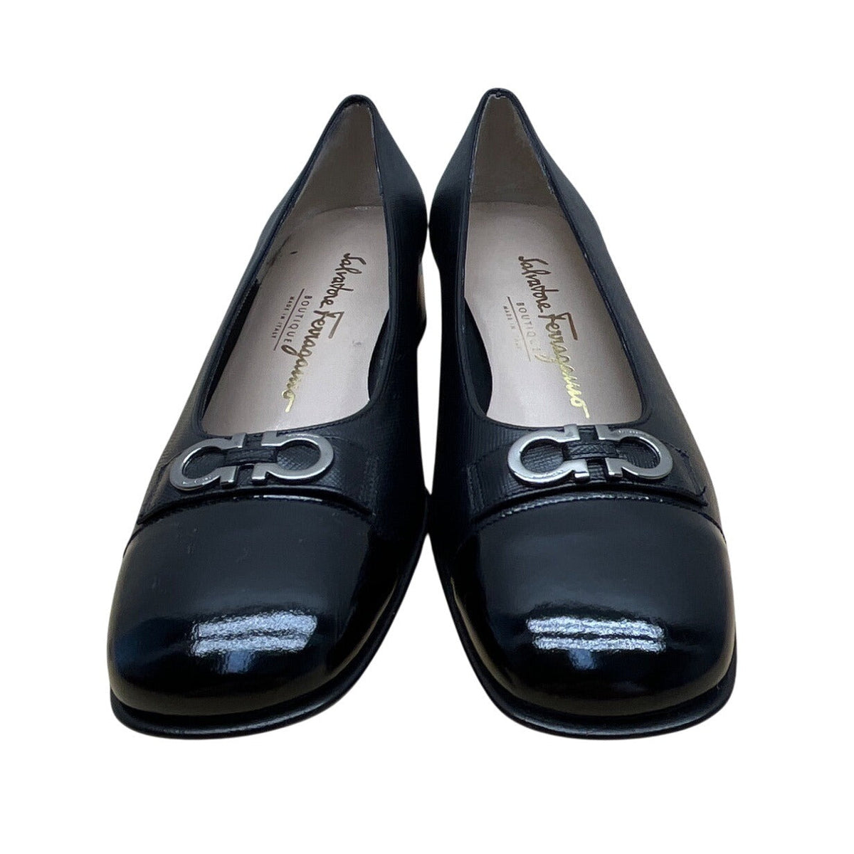 Salvatore Ferragamo Women’s Black Nero Pebble Leather Arcade Pumps Sz 6.5 - New