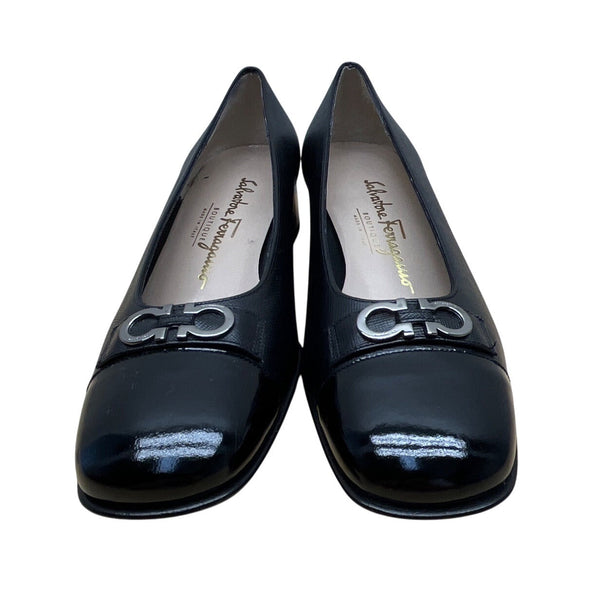 Salvatore Ferragamo Women’s Black Nero Pebble Leather Arcade Pumps Sz 6.5 - New