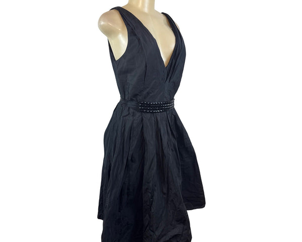 Carmen Marc Valvo Women's Black Sleeveless A-Line Dress Size 12 - New