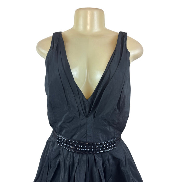 Carmen Marc Valvo Women's Black Sleeveless A-Line Dress Size 12 - New
