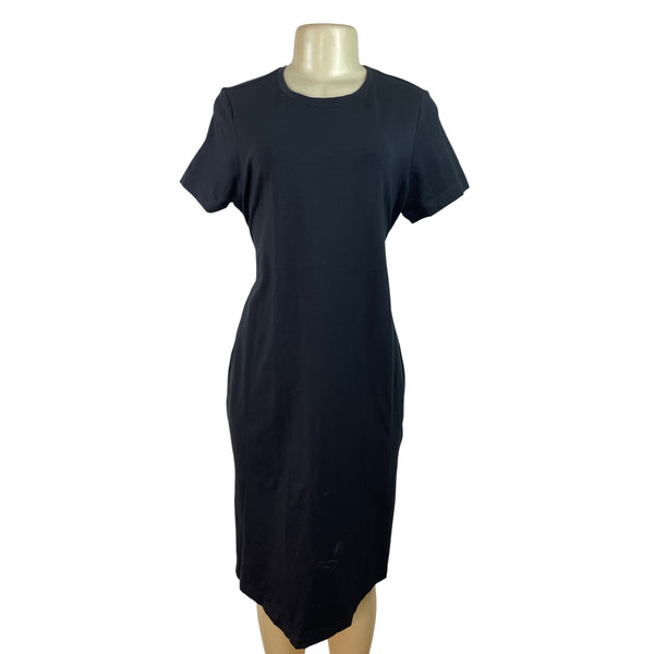 Gap Maternity Black Short Sleeve Tie-Back Midi Dress Size M