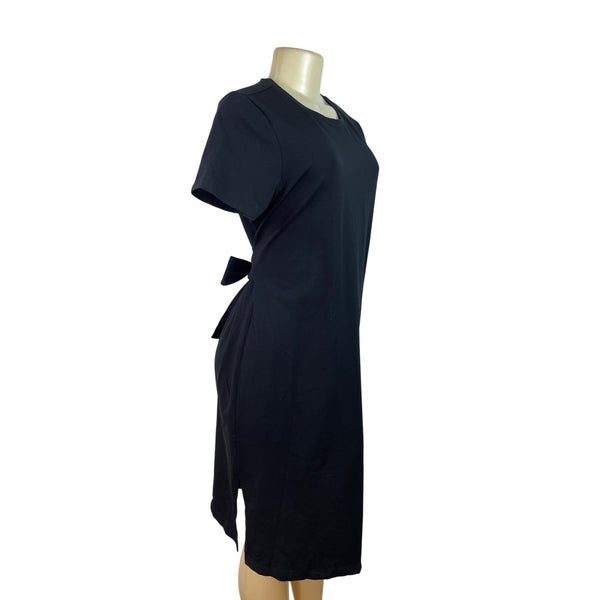 Gap Maternity Black Short Sleeve Tie-Back Midi Dress Size M