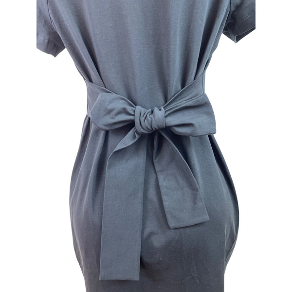 Gap Maternity Black Short Sleeve Tie-Back Midi Dress Size M