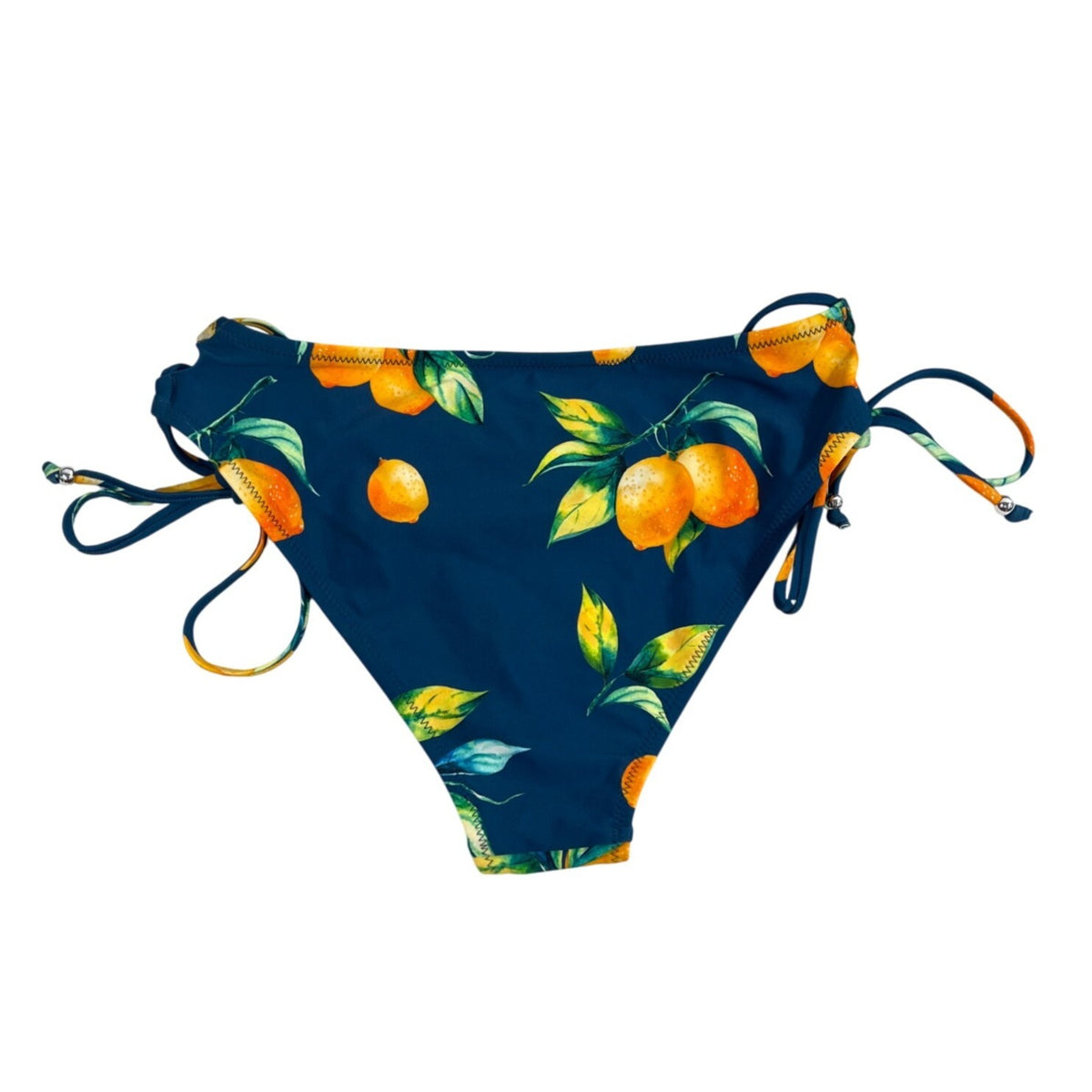 Cupshe Womens Orange Print Bikini Bottoms With Side Ties Blue & Orange Sz S- NEW