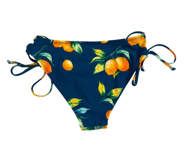 Cupshe Womens Orange Print Bikini Bottoms With Side Ties Blue & Orange Sz S- NEW