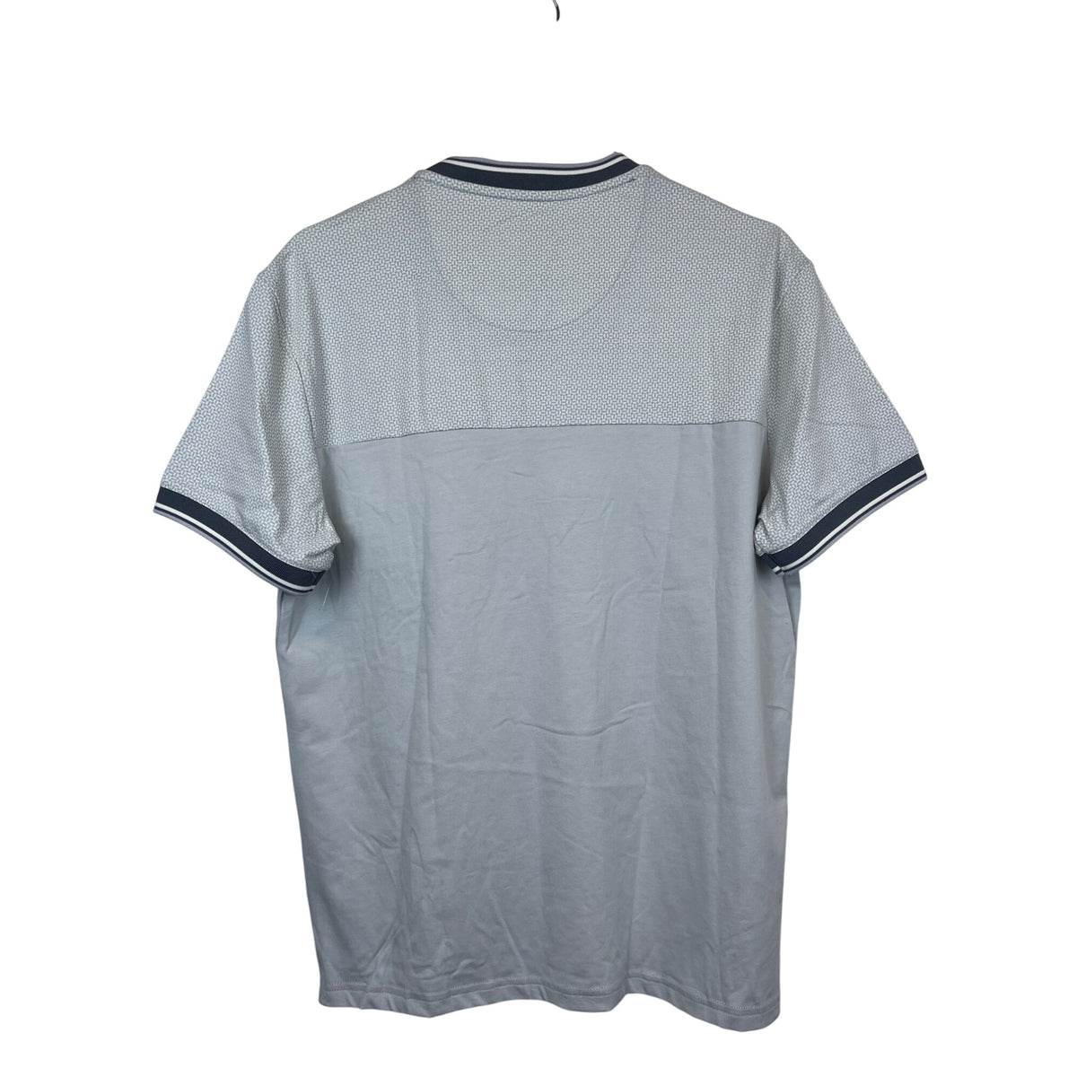 Asher Jones London Mens Gray Cotton Blend V-Neck Short Sleeve Shirt Geometric Large