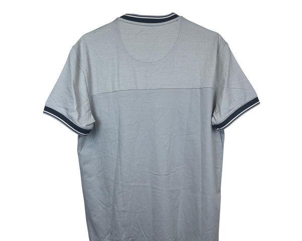 Asher Jones London Mens Gray Cotton Blend V-Neck Short Sleeve Shirt Geometric Large