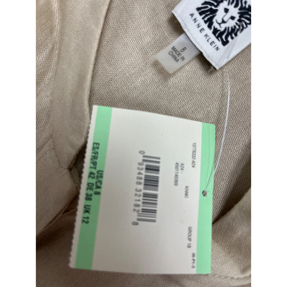 Anne Klein Women’s Sleeveless Beige Shirt Dress Back Pleat Detail Size 8 - New