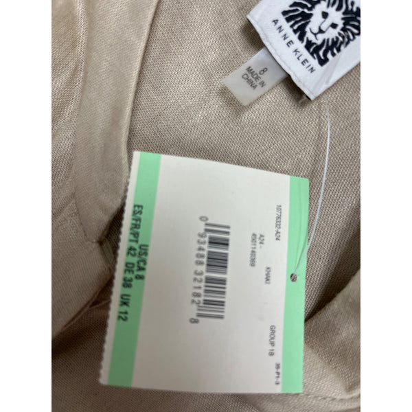 Anne Klein Women’s Sleeveless Beige Shirt Dress Back Pleat Detail Size 8 - New