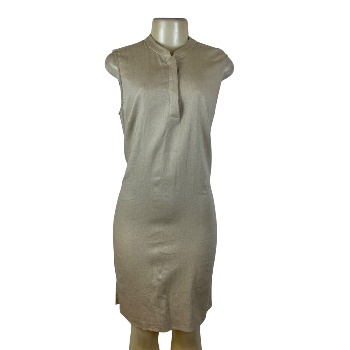 Anne Klein Women’s Sleeveless Beige Shirt Dress Back Pleat Detail Size 8 - New