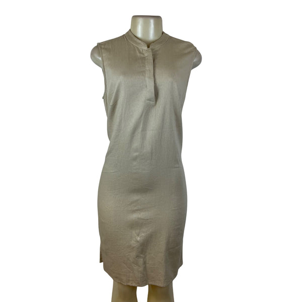 Anne Klein Women’s Sleeveless Beige Shirt Dress Back Pleat Detail Size 8 - New