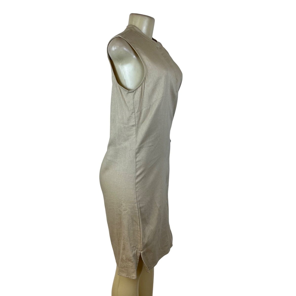 Anne Klein Women’s Sleeveless Beige Shirt Dress Back Pleat Detail Size 8 - New