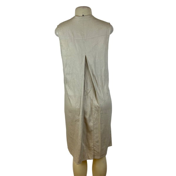 Anne Klein Women’s Sleeveless Beige Shirt Dress Back Pleat Detail Size 8 - New